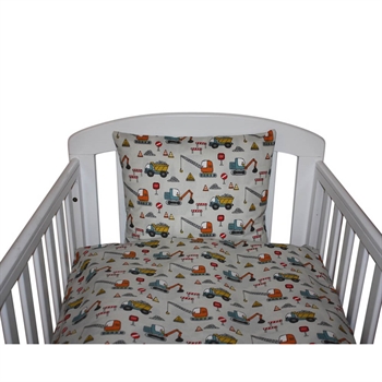 Nørgaard Madsen Baby Påslakanset, Beige med grävmaskiner